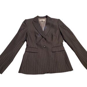 Tahari Arthur Levine Women's Black/ Dark Grey Pinstripe Fully Lined Blazer Sz 2
